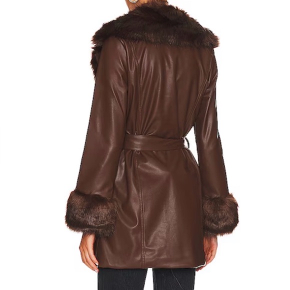 Show Me Your MuMu Penny Lane Faux Leather Jacket in Chocolate - Picture 4 of 7
